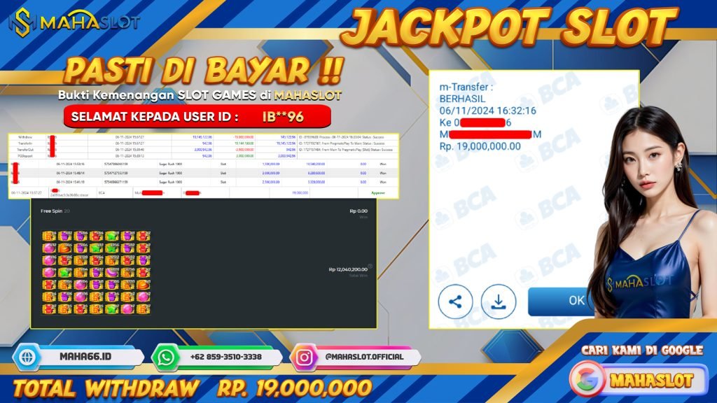 MAHASLOT JACKPOT SLOT SUGAR RUSH X1000 Rp. 19.000.000,- LUNAS